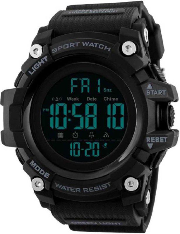 waterproof premium quality dual time black dail Digital Watch - For Men Military Black Stylish Casual Chronograph Water Resistant Sports