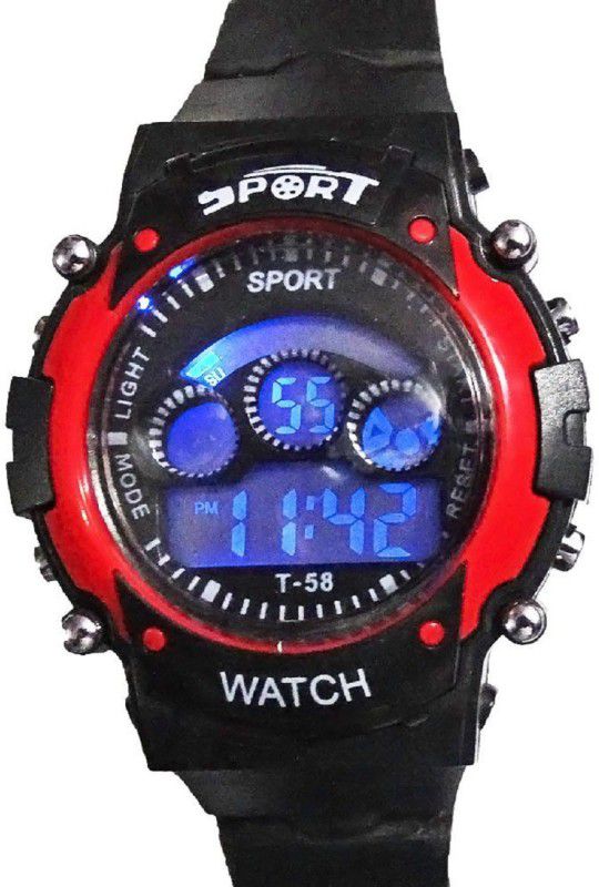 Black Silicon LED Digital M2 Mens Watch and Boys Watch Women and Girls Watch Kids Watches for Children Round Sports Black Date Display 7 Light Digital Watch Digital Watch - For Boys & Girls 7 Light
