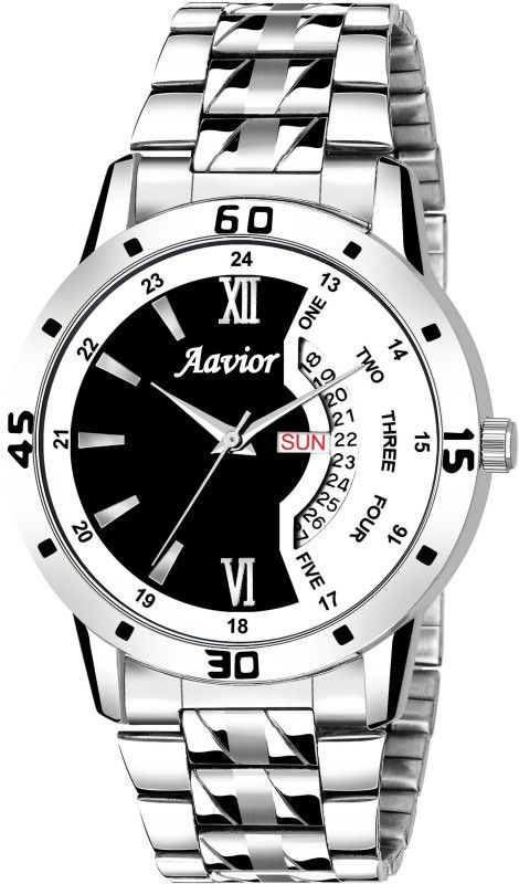 Analog Watch - For Men CAV-DDC 224 Latest Style Multi Color Dial Day & Date Function Bracelet Design Silver Chain Water Resistant Quartz