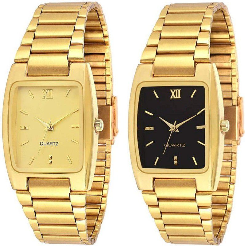 Analog Watch - For Men GL-16 gold and black pack of 2 watch collection for Boys and and girls