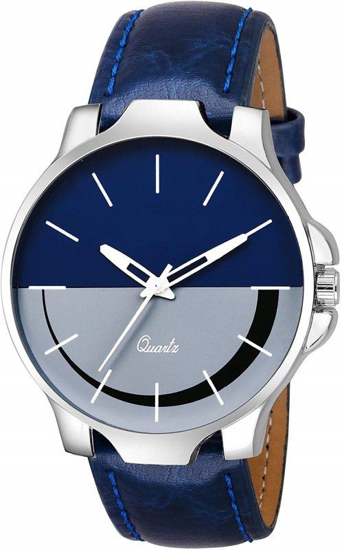Analog Watch - For Boys KJR_402 STYLISH BLUE DIAL & LEATHER STRAP WATCH FOR MEN