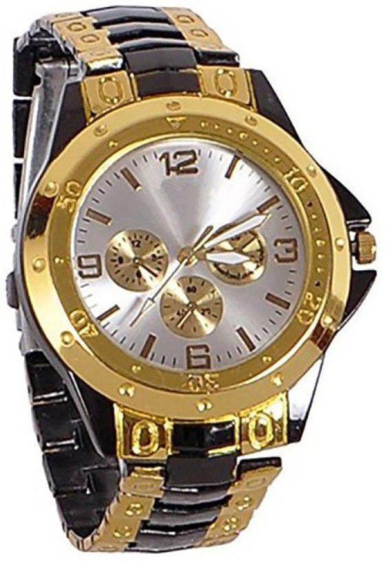 Analog Watch - For Boys Stylish Gold Black Metal Strap With White Dial Boys Watch For Men