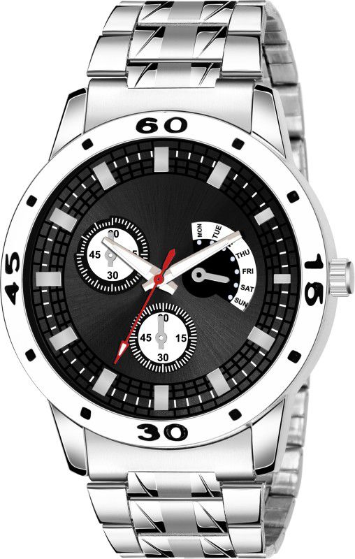 kjr 54 Analog Watch - For Men M-54 BLACK ROUND DIAL SILVER CHAIN NEW ARRIVAL ANALOG WATCH FOR MENS