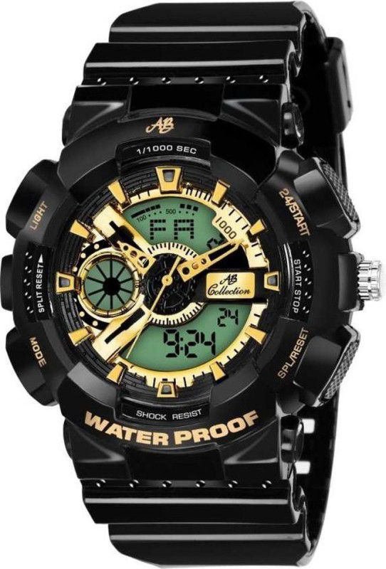 G-Style S-007SHOCK Analog-Digital Watch - For Men Black Golden Dial Chronograph Style