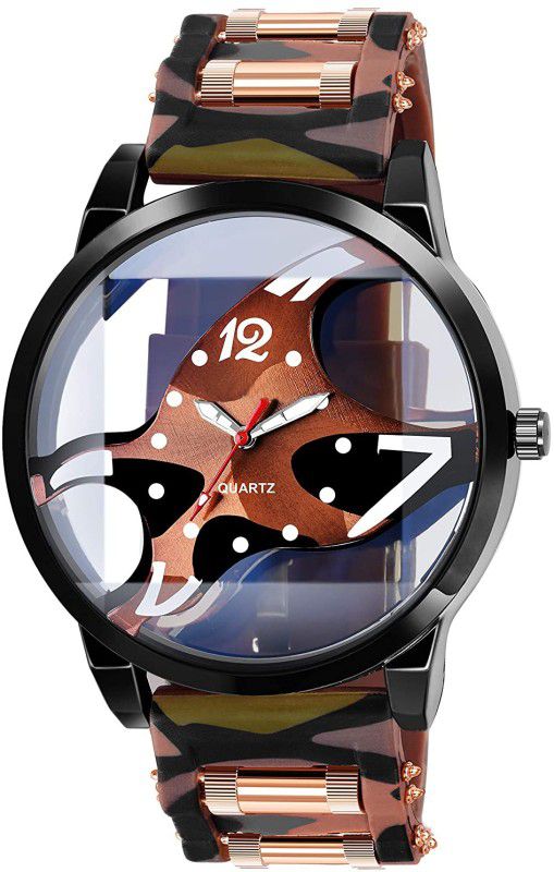 Designer Fashion Wrist Analog Watch - For Men Brown Open dial Brown PU Strap Analog Men Watchs