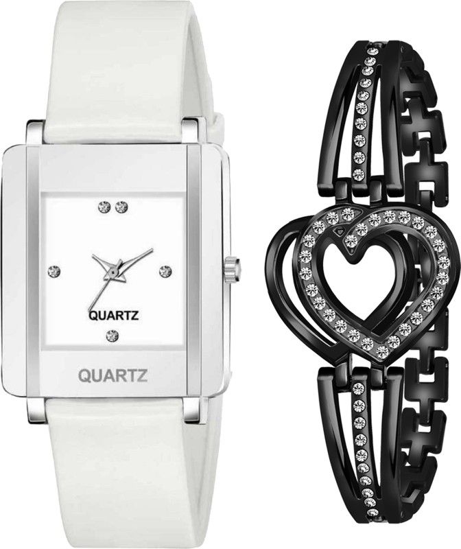 Analog Watch - For Girls PU Square with Heart