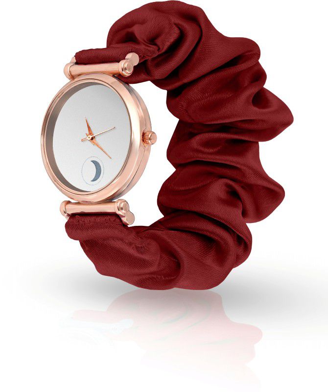 Brownish Crimson Analog Watch - For Women Scrunchies Watch With Classic and Unique Scrunchies Strap