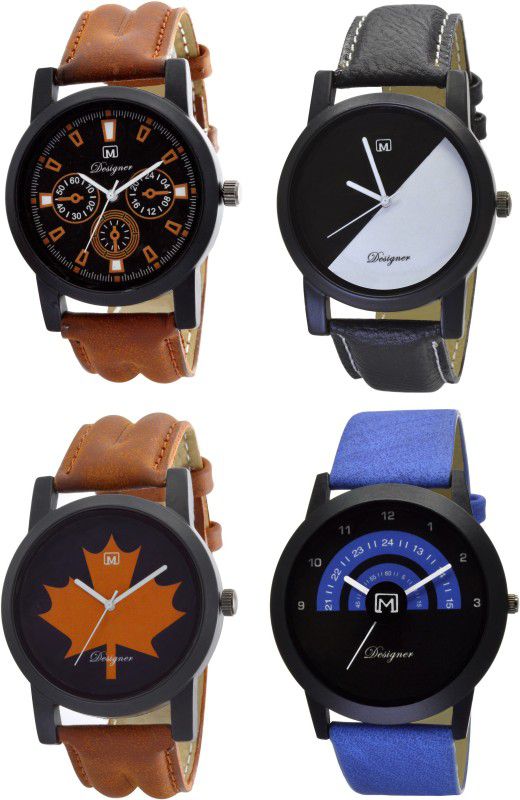 Analog Watch - For Men Analogue Combo pack of 4 Multicolor Dial Watch for Boys & mens Om-139