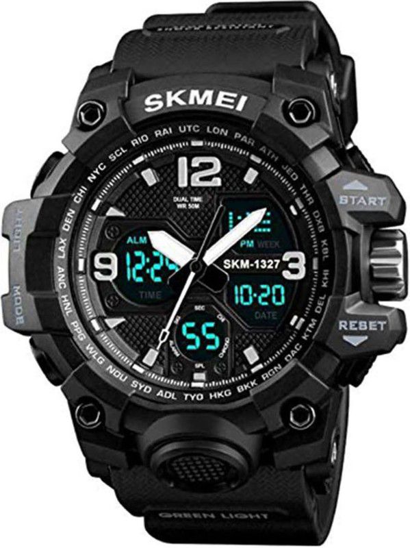 1327 Analog-Digital Watch - For Men Sports Multifunctional Dual Time Digital Black Dial Men's Waterproof watch