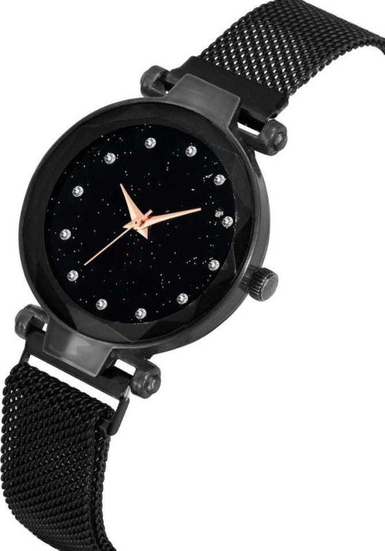 Luxury Mesh Magnet Buckle Starry sky Quartz Watches For girls Fashion Mysterious Black Lady Analog Watch Digital Watch - For Girls Analog Watch - For Men & Women WATCH