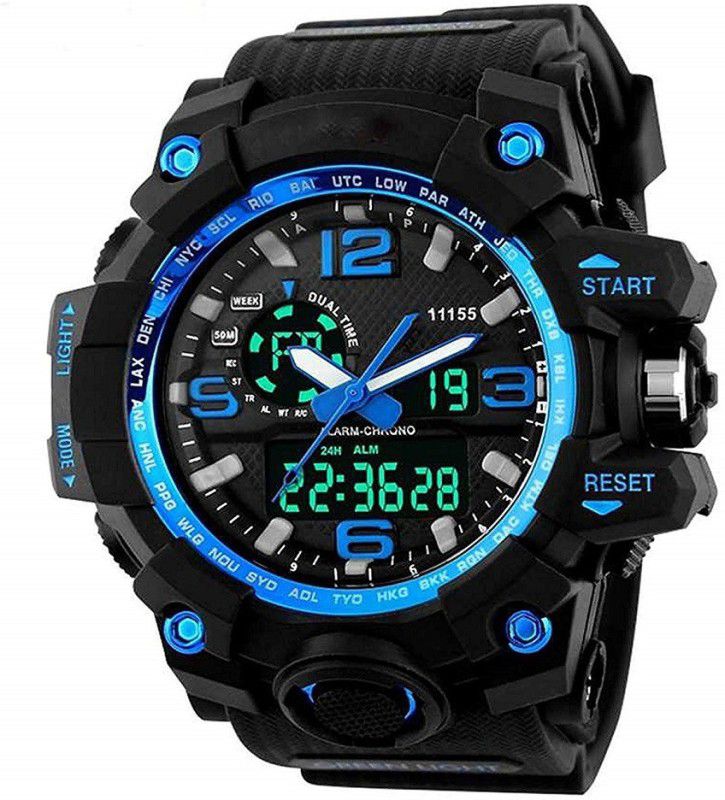 Analog-Digital Multi-Colour Dial Sports Watch Analog-Digital Watch - For Men Skm 1155 Blue Multi Function