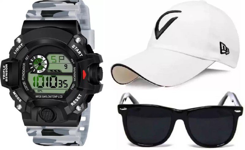 best return gift collection for boy's and men's and kid's Digital Watch - For Boys new stylish combo set of 3 watch - 01 + cap - 01 + sunglass - 01 new series new fashion