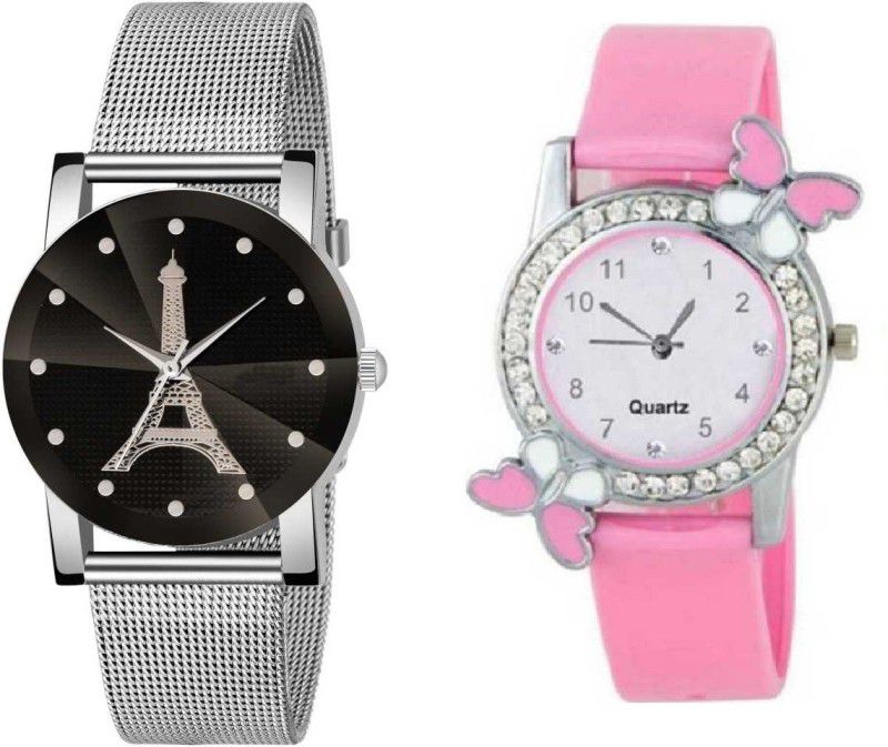 New Diamond Cut Glass Leather belt watch For Women Analog Watch - For Girls Analog Watch - For Girls Beautiful WH-121 Pink