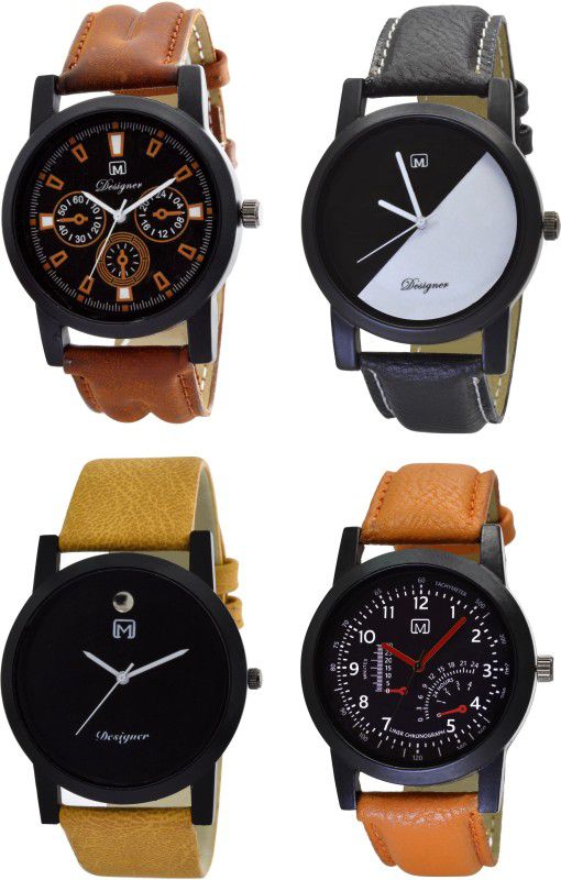 Analog Watch - For Men Analogue Combo pack of 4 Multicolor Dial Watch for Boys & mens Om-128