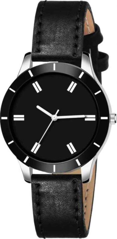 Analog Watch - For Girls New Stylish Black Cut Glass Leather Strap Watch For women