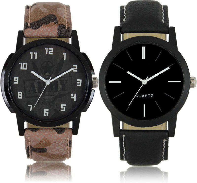 NA Analog Watch - For Boys Professional Watch Black Color Dial Brown And Black Color Genuine Leather Belt Watch For Mens And Boys