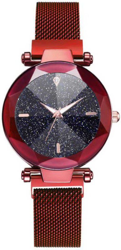 E-836 black Analog Watch - For Women New Luxury Mesh Magnet Buckle Starry sky Quartz Watches For Women Fashion Clock