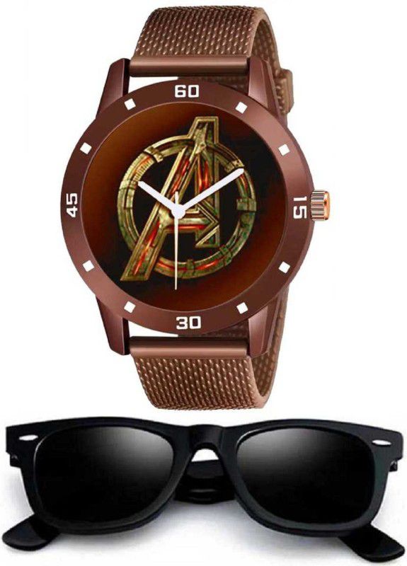 Analog Watch - For Boys & Girls DZ-426 HOT LOOKING BROWN SILICON STRAP ROUND SHAPE DIAL WATCH AND SUNGLASS FOR MEN'S AND BOY'S Digital Watch - For Boys