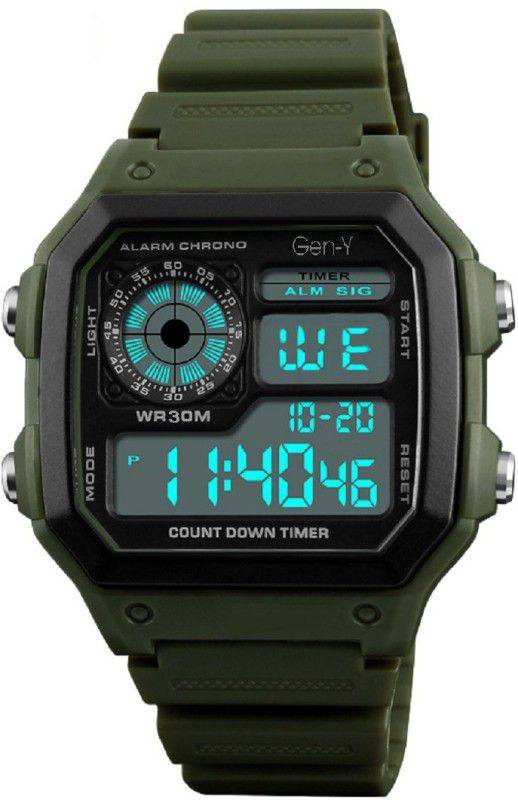 Digital Watch - For Men GYD-3 Army Green Water Resistant Small Square Dial