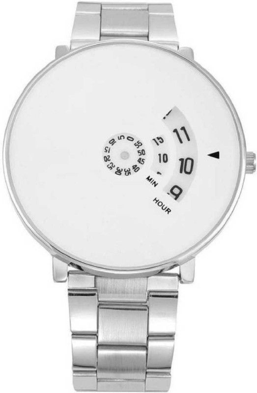 Stainless Steel Chain Strap White Dial Disk Movement For Time Unisex For Boys and Girls Analog Watch - For Men Best Selling