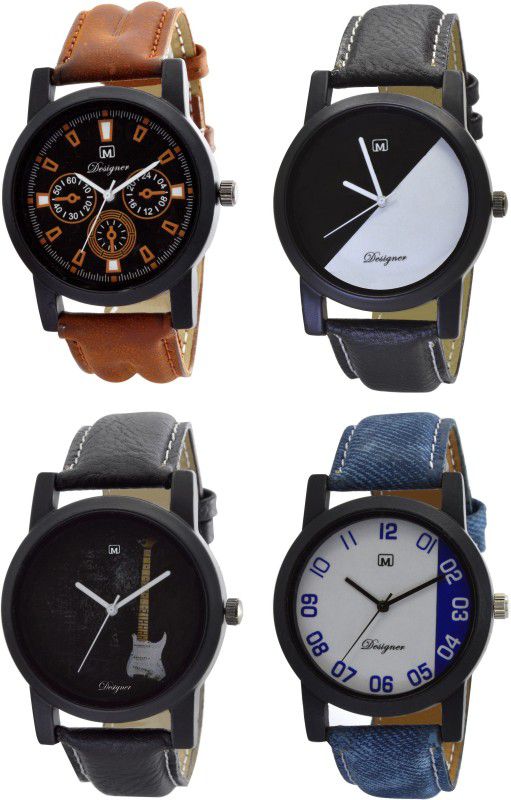Analog Watch - For Men Analogue Combo pack of 4 Multicolor Dial Watch for Boys & mens Om-148