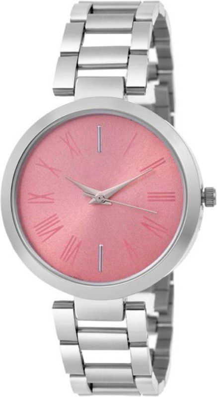 Pink Color New Beautiful Girls Watch Silver Strap Pink Stainless Steel Analog Watch - For Women fastreck women-pink dial roman font