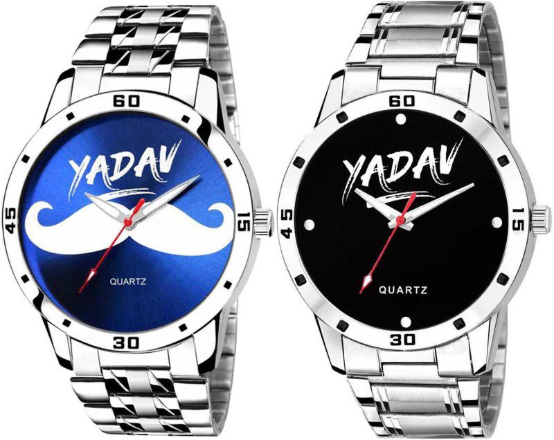 Analog Watch - For Men Combowatch_TD9019SM041 Yadav Combo Watch Silver Chain Exclusive Pack of 2