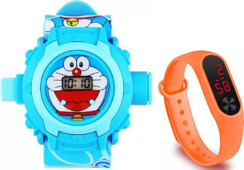 stylish different colored Watch combo Digital Watch - For Boys & Girls new 24 photo projector theme watch Digital Watch - For Boys & Girls GAYGETS MAN BLUE & M2 ORANGE