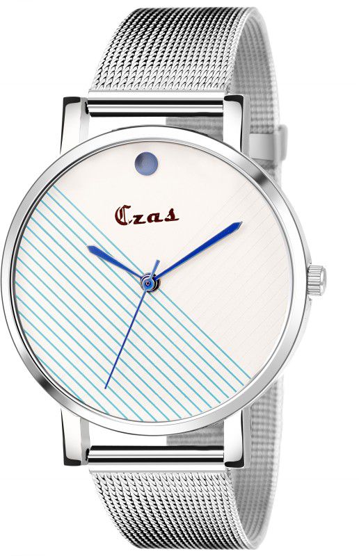 Silver & Blue Lining Dial Analog Watch - For Girls CS-5609