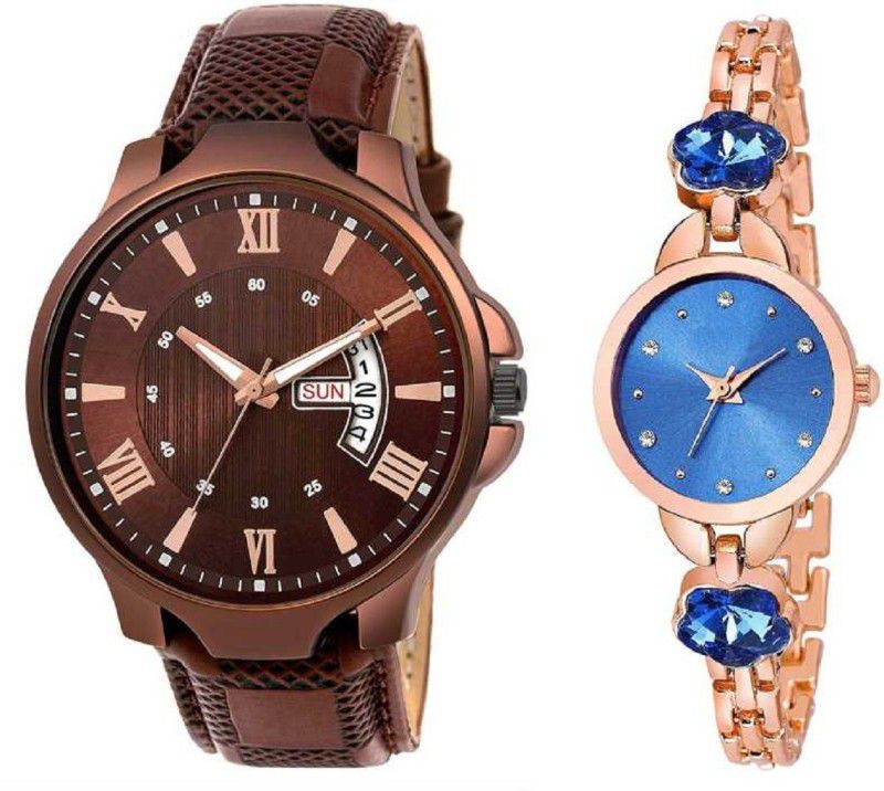 Analog Watch - For Men & Women Brown Dial Brown STRAP AND Brown COMBO Mesh Magnet Watch Couple Watches Spiral Rotate Dial DATE AND TIME DISPLAY Dial Watch For Hubby & Wifey Analog Watch for men And Women Analog Watch