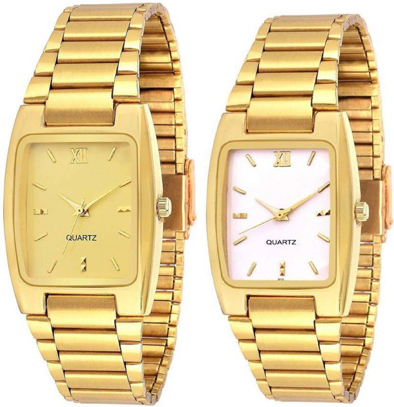 Analog Watch - For Men & Women GL-15 gold and white pack of 2 watch collection for Boys and and girls