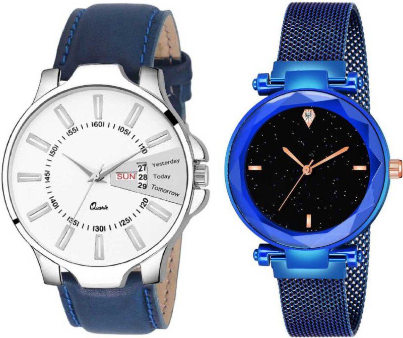 Couple Watches For Hubby & Wifey Analog Watch for men And Women Analog Watch - For Couple Blue Dial Couple Watches For Hubby & Wifey Analog Watch for men And Women