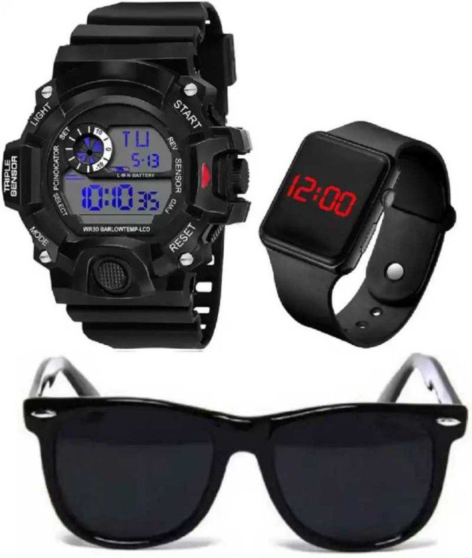 Digital Watch - For Boys & Girls 426-KN-1420 DIGITAL AND LED WATCHES AND SUN GLASS NEW FASHION SET OF 3 ( 2021 ) WATCH-02-SUNGLASS-01 BEST DEAL AND FAST SELLING NEW RETURN GIFT COLLECTION FOR MEN'S AND KID'S AND BOY'S Digital Watch - For Boys