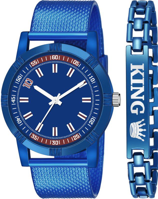 NEW ARRIVAL BLUE KING BRACELET WITH BLUE DIAL AND MESH STRAP SPORTY LOOK ANALOG WITH QUARTZ WATCH Analog Watch - For Boys JEW_23_K_577