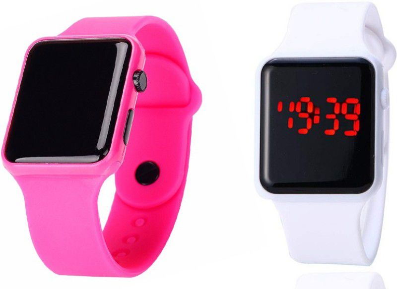 Digital Watch - For Boys & Girls latest series 4 type Pink & White digital watch for boys, series 4 type digital watch for girls