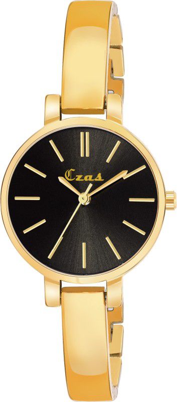 Women's Golden Wrist Watch with Black Dial for Party Wear and Gift Watch (Golden) Analog Watch - For Girls CS-9057