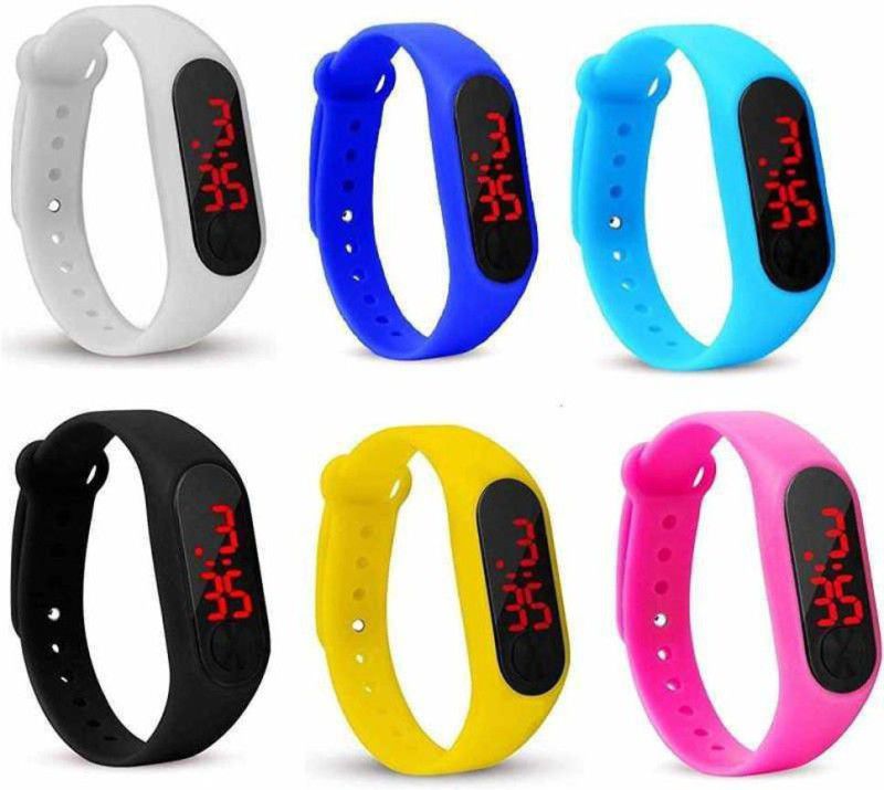 Premium Quality Digital Watch - For Boys & Girls latest fancy white,Blue,Sky Blue, Black,Yellow and pink color belt digital combo watch for boys, combo watch for girls