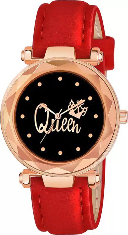 Analog Watch - For Girls Stylish Queen Dial Exclusive Red Leather Belt Analog Watch