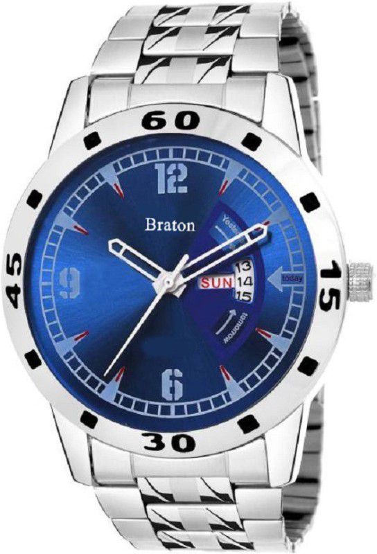 Master piece blue dial stainless steel strap Day & Date function wrist Analog-Digital Watch - For Men BT1916SM04