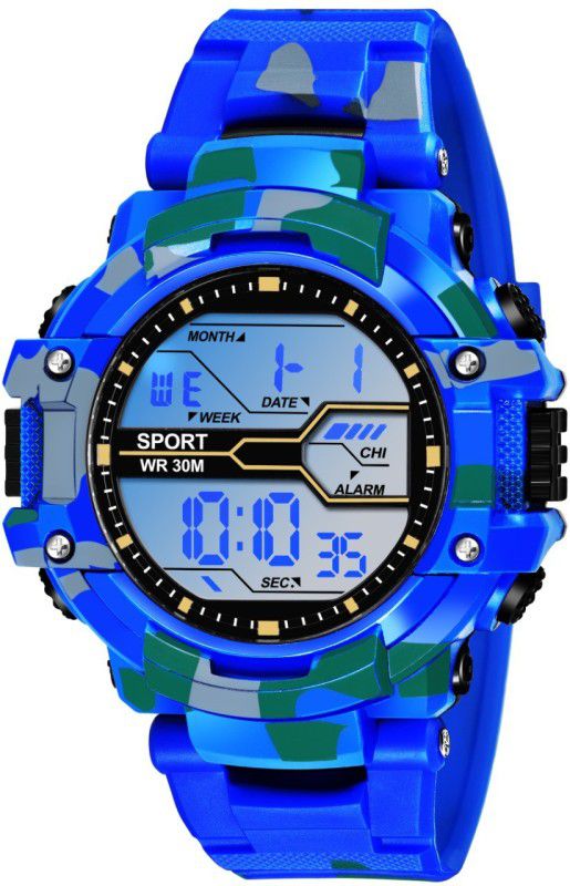 SPORTS and GYM Watch POWERFUL & LUMINOUS BRIGHT 7 LED LIGHTS MILITARY COLORED STRAP Digital Watch - For Boys Boy's Trending Army Design
