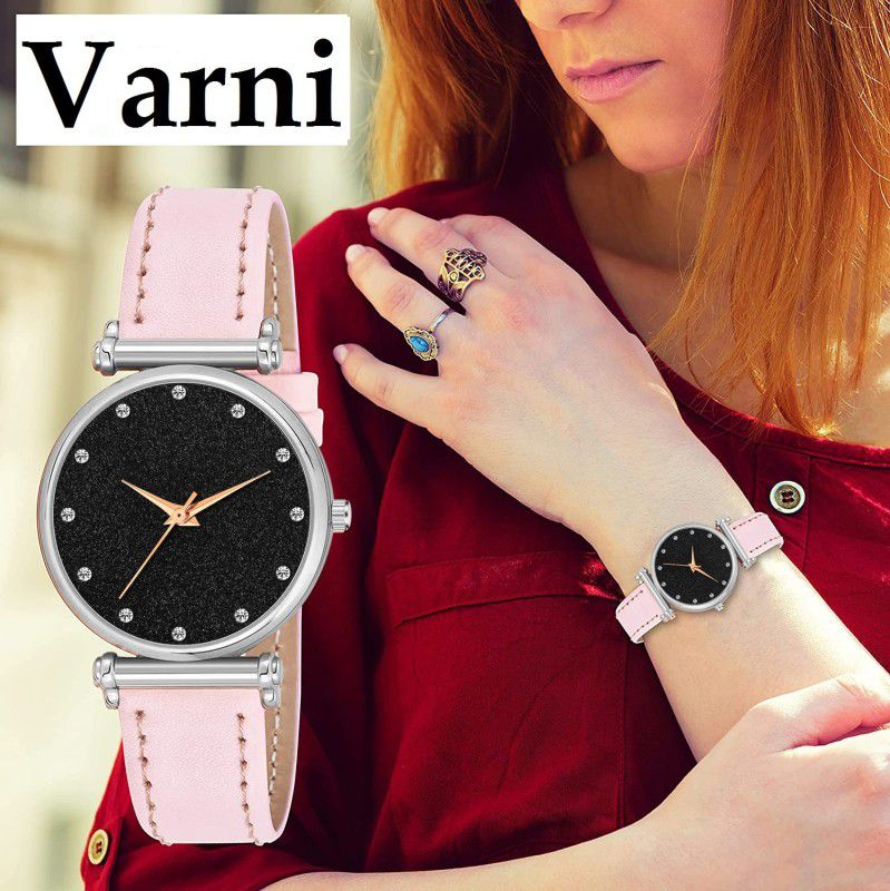 Analog Watch - For Girls Latest 12 Diamonds Light Pink Leather Analog Watch