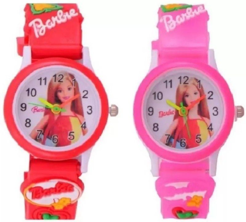 Barbie Red & Dark Pink Analog Watch - For Girls