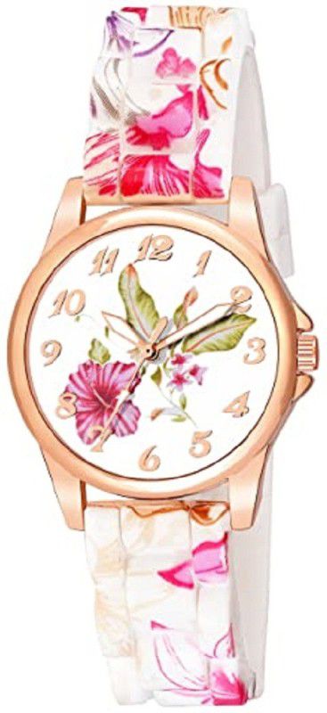 Analog Watch - For Girls Analogue Girl's Watch (Multicolour Dial Rose White Colored Strap)