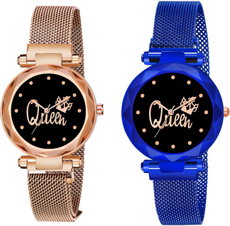 Analog Watch - For Girls Magnet Watch For Gilrs Women Queen Rose Blue