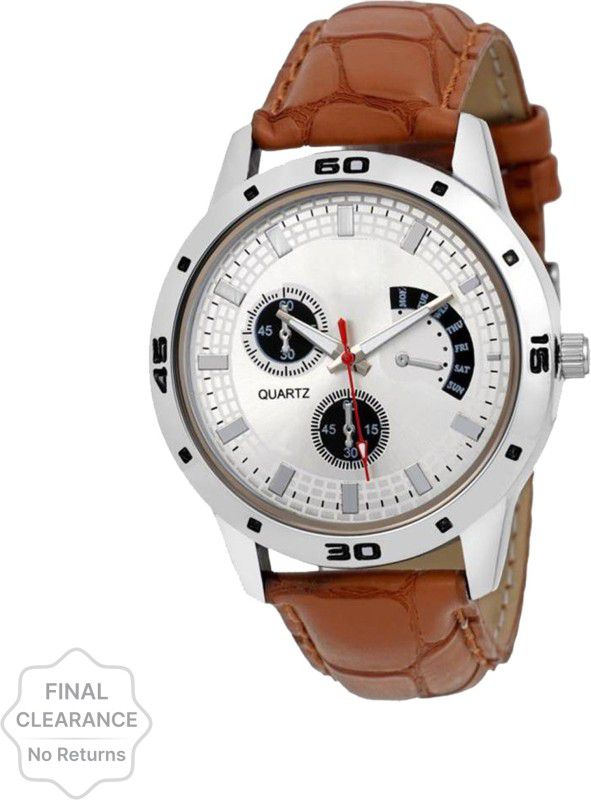 Designer Premium Quality Analog Watch - For Men AR-203-White-Brown Classic