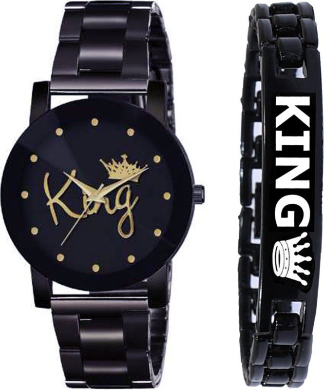 Analog Watch - For Boys New Stylish Combo Of King Printed Watch and Bracelet