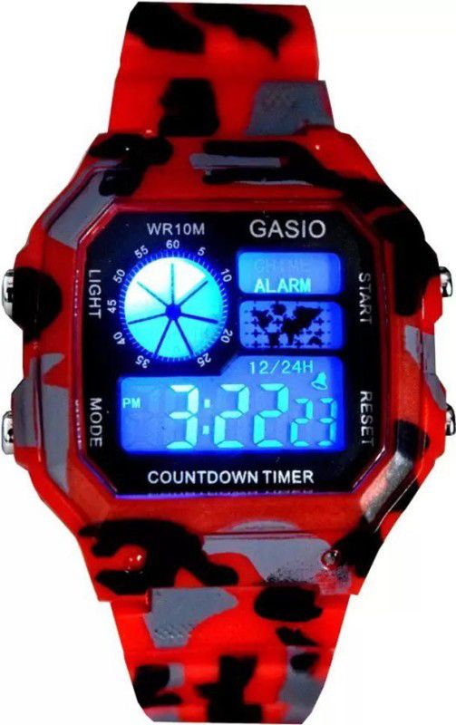 New Generation Black LED Display Top Latest Design In Market Digital Watch - For Boys & Girls New Digital Watches for Men Red color dial Alarm watch ( Multi function )