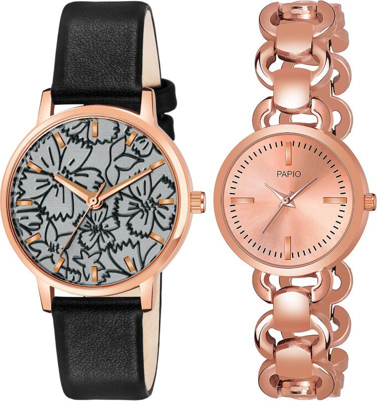 Black And Rose Gold Color Women Watch Analog Watch - For Girls