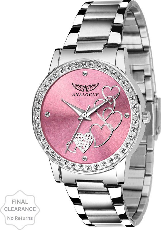 Sophisticated PINK Diamond-Studded Love Casado Series Analog Watch Analog Watch - For Women ANLG-501-PINK