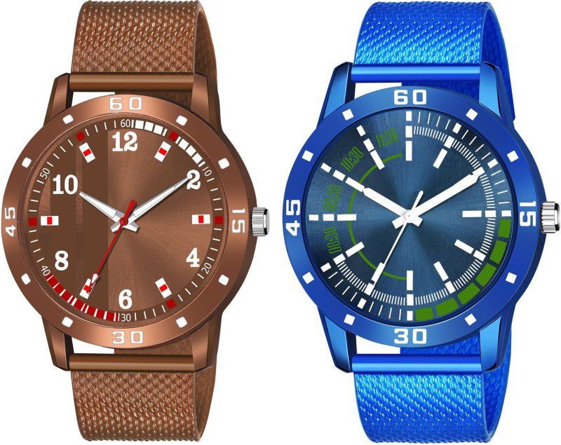 Pack Of Two Pu Belt Attractive Look Analog Watch - For Men HK529K535
